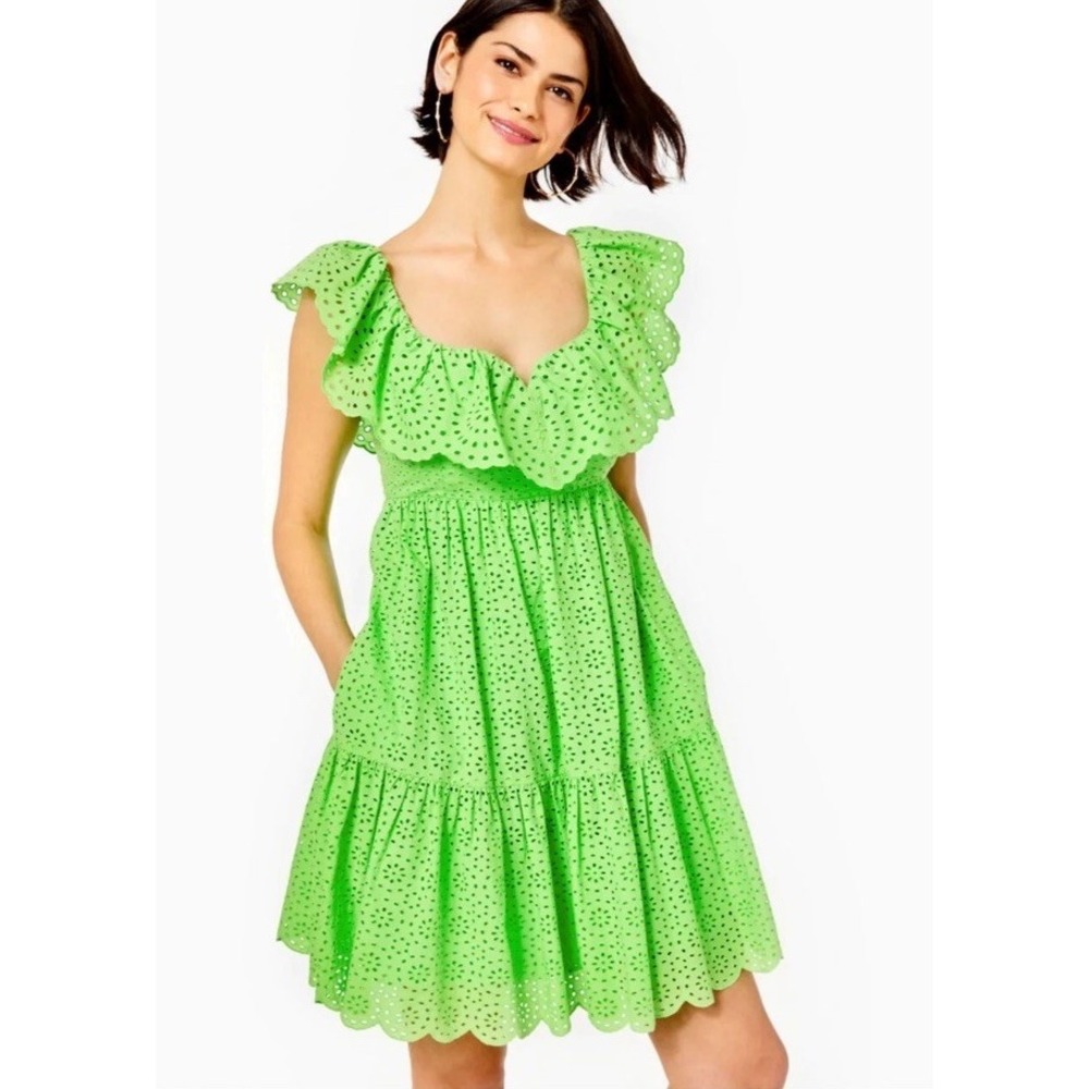 $238 Lilly Pulitzer ASTERIA DRESS Cabana Green Daisy Dreams EYELET 8 Dress